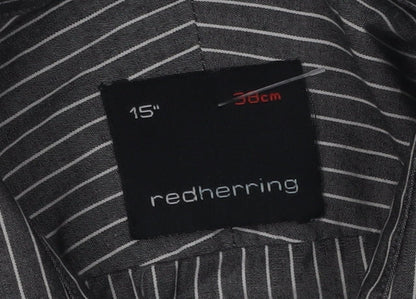 Redherring Men's Black Striped Button-Up Shirt 15