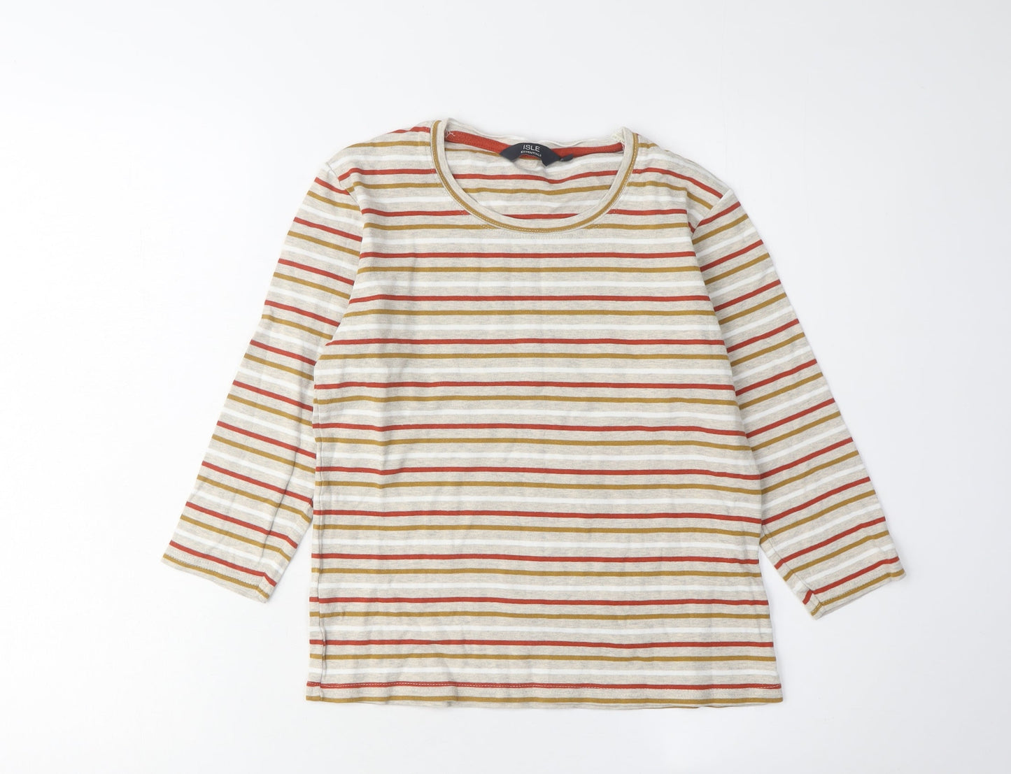 Womens UK Size S ISLE ESSENTIALS Multicoloured Basic T-Shirt