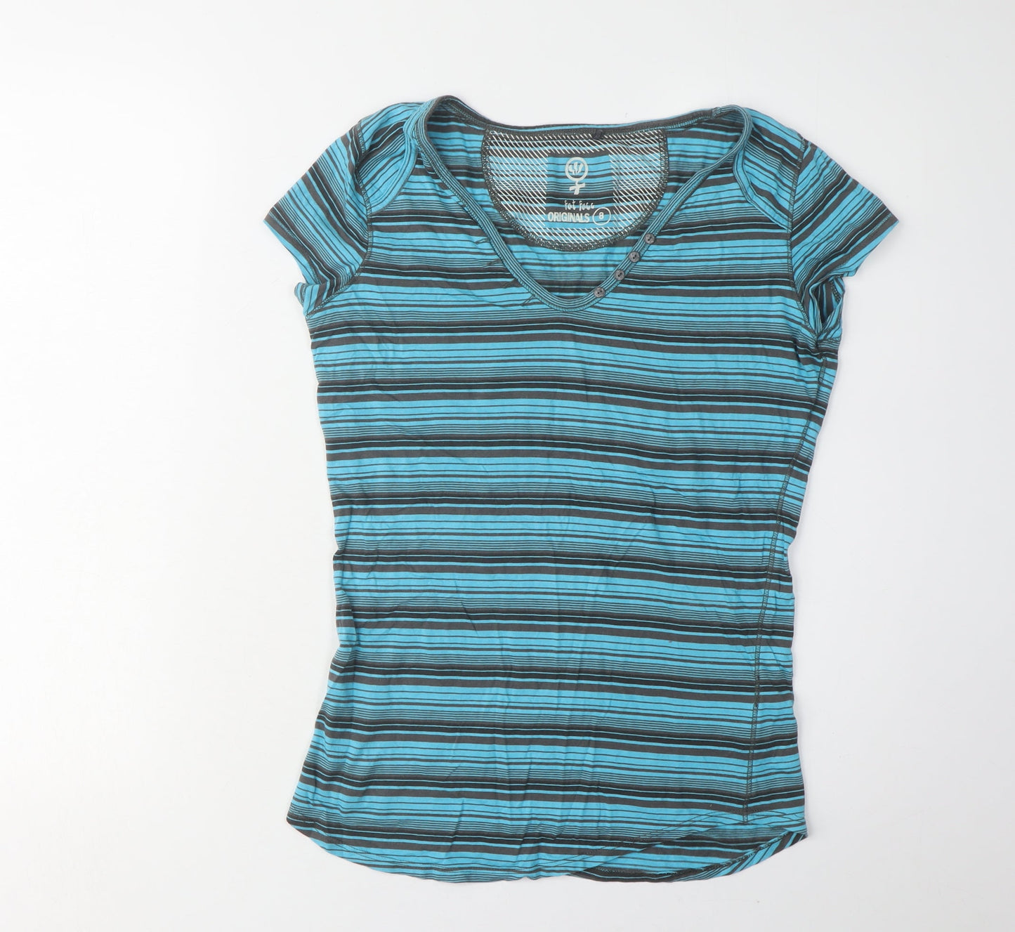 Womens UK Size 8 Fat Face Blue Basic T-Shirt