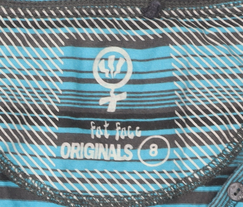 Womens UK Size 8 Fat Face Blue Basic T-Shirt