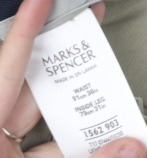 Marks and Spencer Men's Beige Chino Trousers, 36 Inch Waist