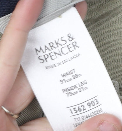 Marks and Spencer Men's Beige Chino Trousers, 36 Inch Waist