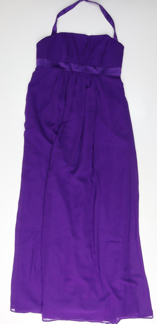 Alfred Angelo Purple Long Halter Dress UK 16