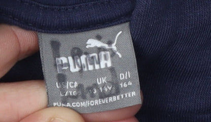 Puma Boys Blue Hoodie, Size L, Pullover Style, Football Theme