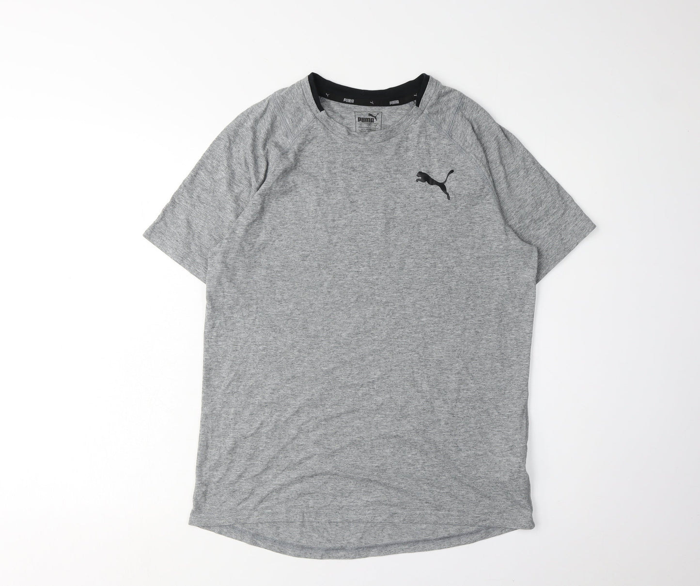Puma Men's Grey T-Shirt, Size S, Logo Accents, Activewear