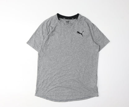 Puma Men's Grey T-Shirt, Size S, Logo Accents, Activewear
