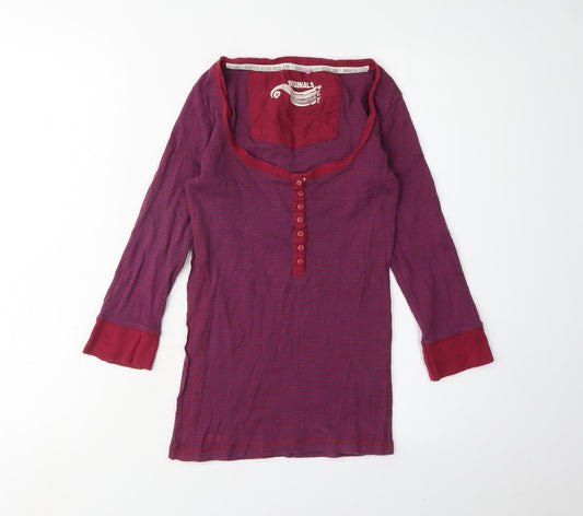 Womens UK Size 10 Fat Face Red Ringer Button-Up