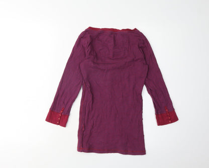 Womens UK Size 10 Fat Face Red Ringer Button-Up