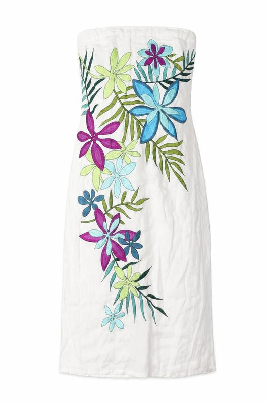 Warehouse Women's Ivory Embroidered Strapless Dress