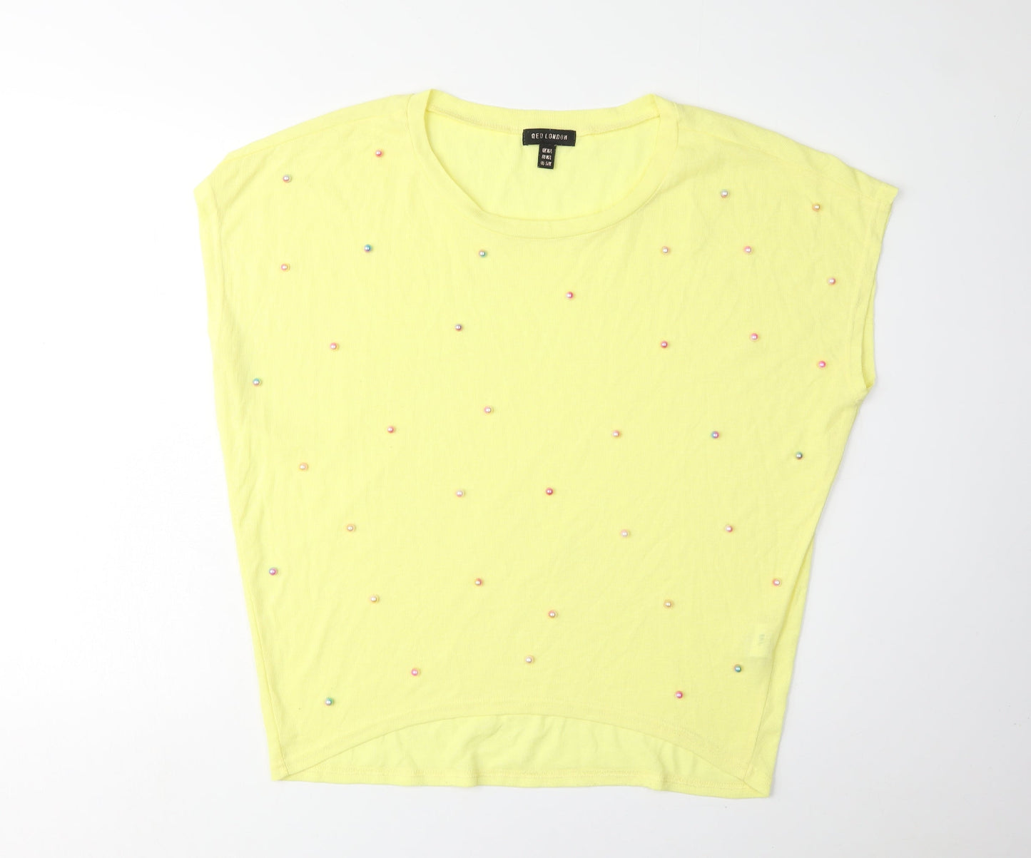 Womens UK Size M QED London Yellow Basic Blouse