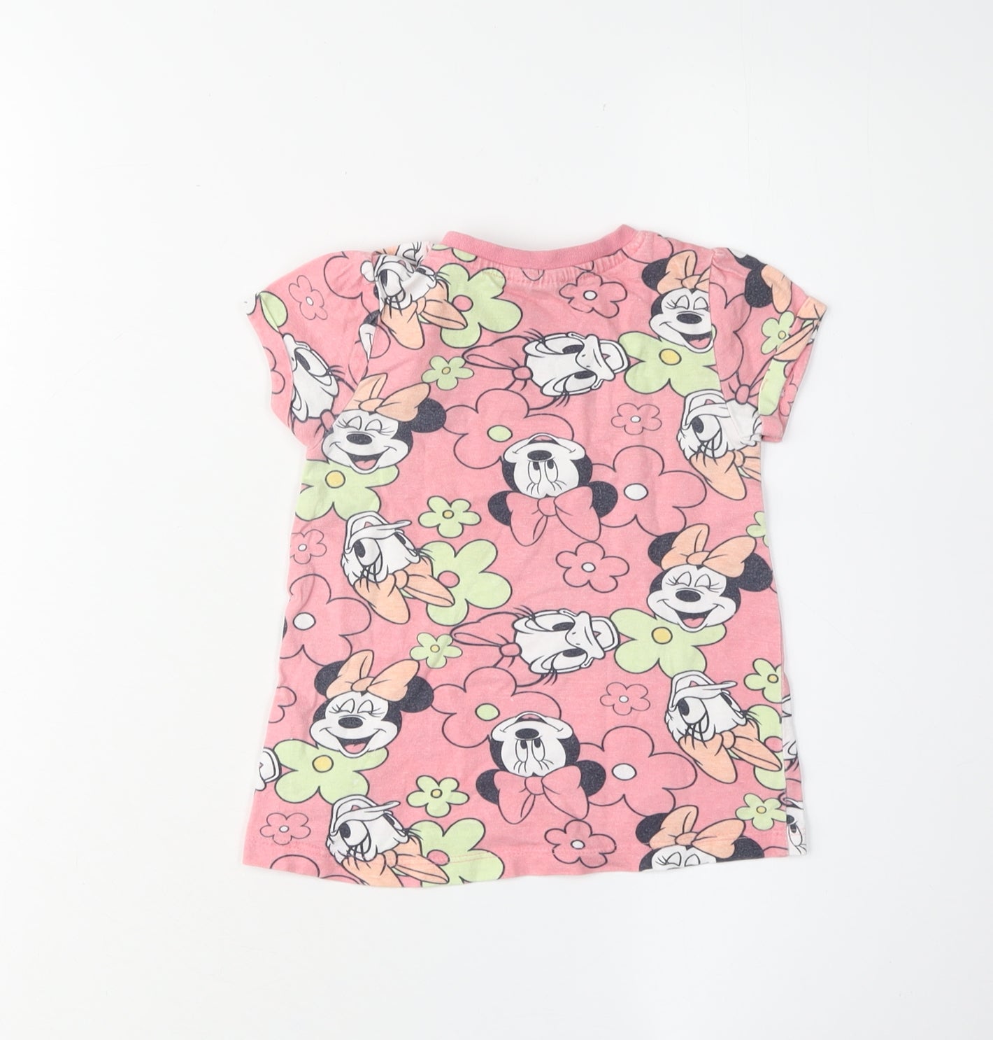 Disney Minnie Daisy Girls Pink Cartoon Graphic Print T-Shirt, 24 Months