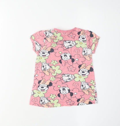 Disney Minnie Daisy Girls Pink Cartoon Graphic Print T-Shirt, 24 Months