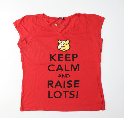 George Women’s Red V-Neck T-Shirt, Size 20, Charity Chic