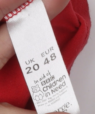 George Women’s Red V-Neck T-Shirt, Size 20, Charity Chic