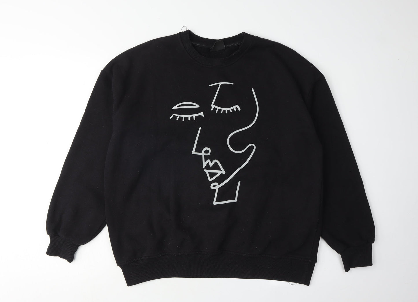 Womens UK Size XS Pull&Bear Black Pullover Sweatshirt