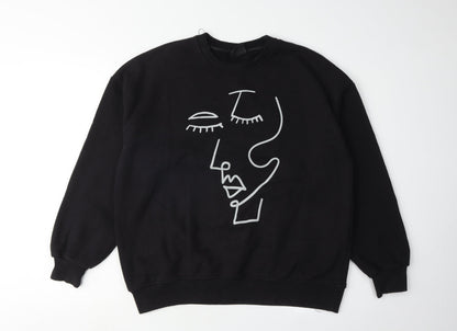 Womens UK Size XS Pull&Bear Black Pullover Sweatshirt