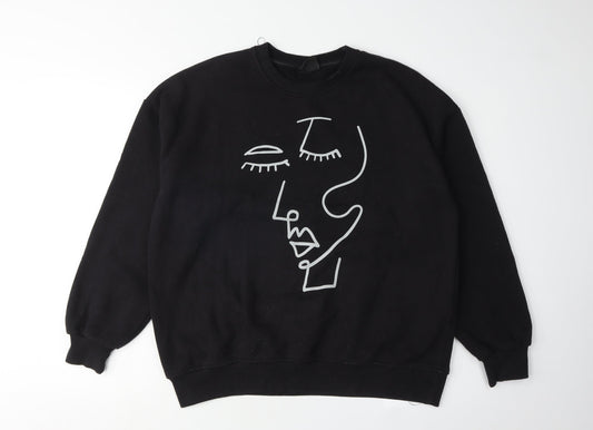Womens UK Size XS Pull&Bear Black Pullover Sweatshirt