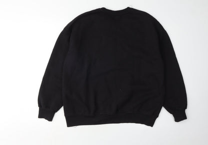 Womens UK Size XS Pull&Bear Black Pullover Sweatshirt