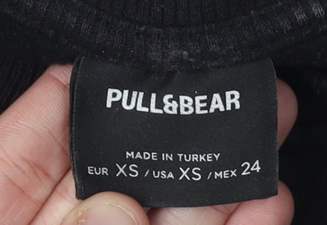 Womens UK Size XS Pull&Bear Black Pullover Sweatshirt