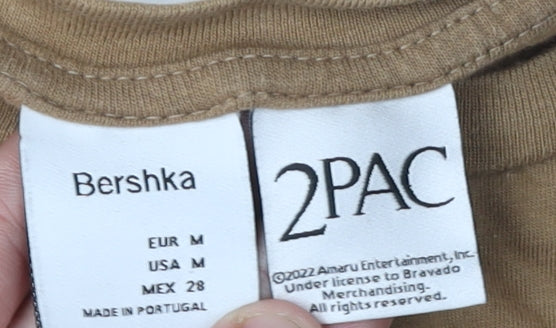 Bershka Unisex Brown T-Shirt, Size 12, Music Graphic