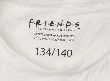Friends Boys White Long Sleeve T-Shirt, Size 9-10Y, Graphic Print