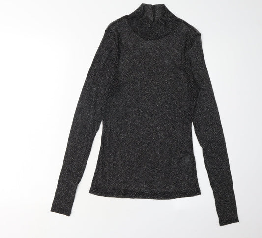 Womens UK Size M H&M Black Basic Blouse