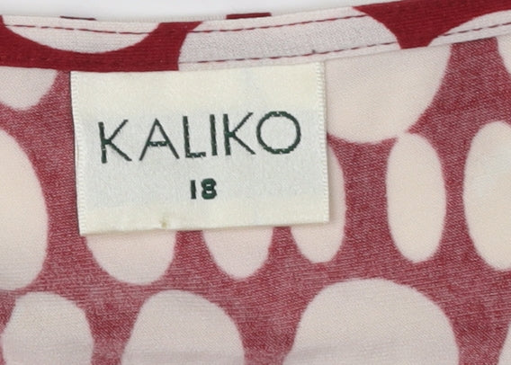 Womens UK Size 18 Kaliko Red Wrap Blouse