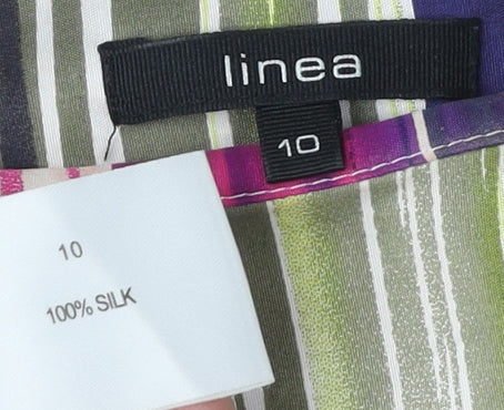 Linea Women's Multicoloured Silk A-Line Dress UK 10
