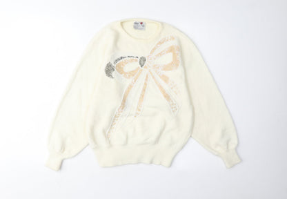 Womens UK Size L Poppy Ivory Pullover Jumper