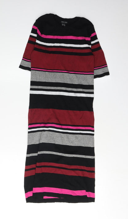 New Look Women's Striped Dress M - Black, Pink Casual
