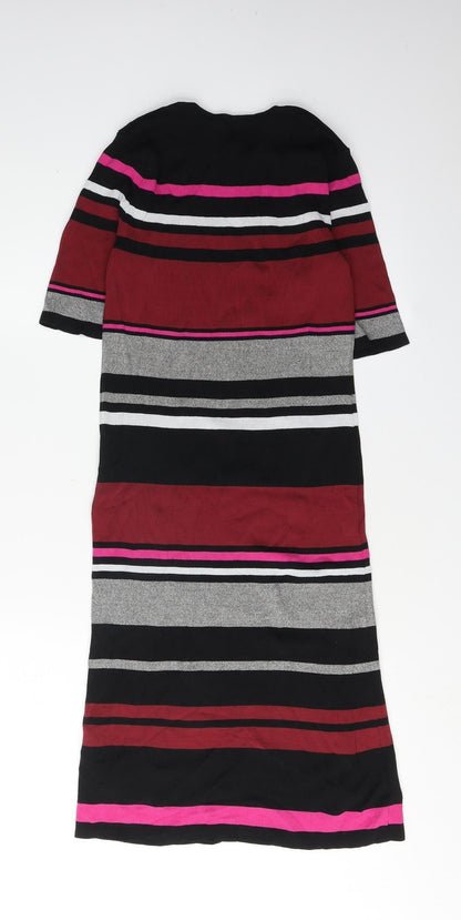New Look Women's Striped Dress M - Black, Pink Casual