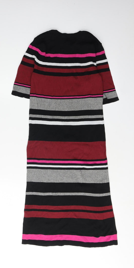 New Look Women's Striped Dress M - Black, Pink Casual
