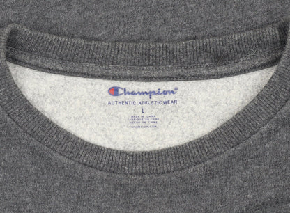 Champion Boys Grey Pullover Sweatshirt L Logo Print Casual