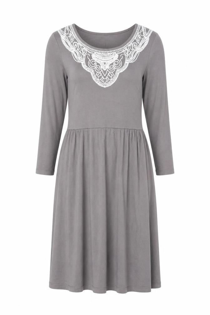 Boden Grey Midi Dress, Size 10, Women's Casual Elegance