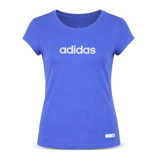 Front view of Adidas Women's Blue Cotton T-Shirt, size S, Casual Wear