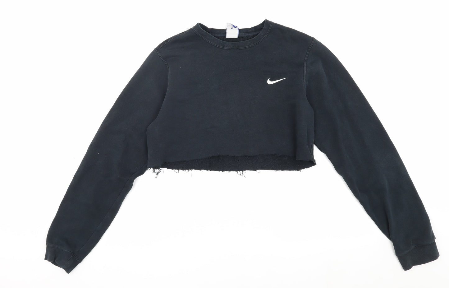 Nike Women's Black Crop Sweatshirt, S - Logo, Activewear