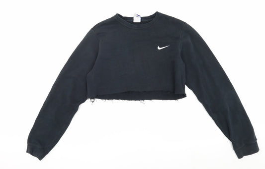 Nike Women's Black Crop Sweatshirt, S - Logo, Activewear