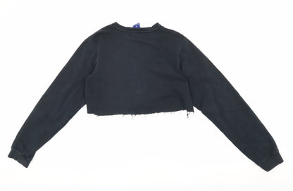 Nike Women's Black Crop Sweatshirt, S - Logo, Activewear