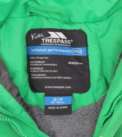 Trespass Boys Green Puffer Jacket 3 Years, Waterproof Hooded