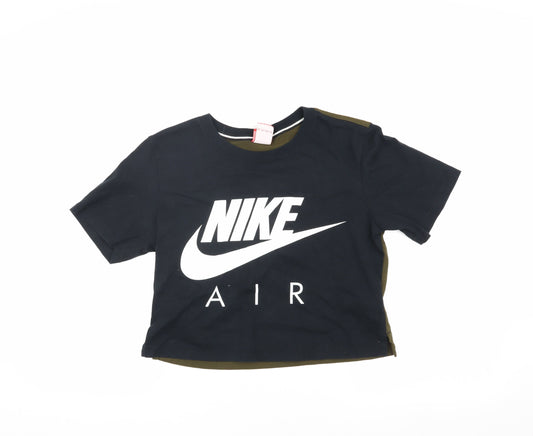Nike Women's Black Cropped T-Shirt XS