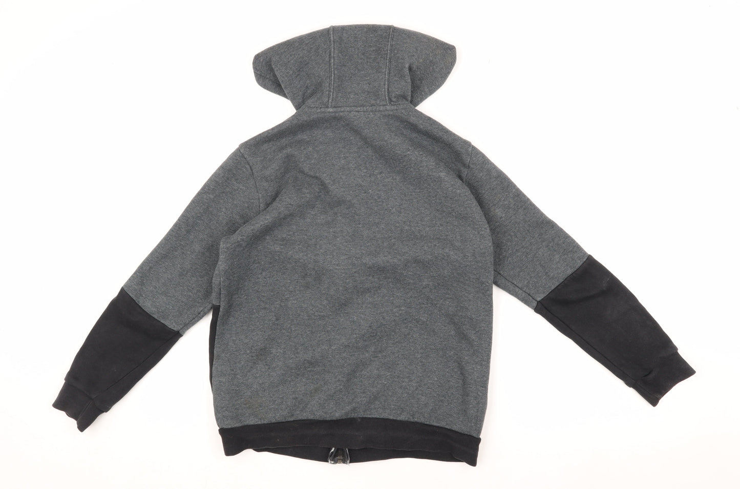 Adidas Boys Black Grey Hooded Track Jacket 11-12Y