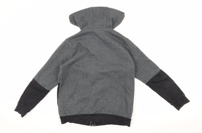 Adidas Boys Black Grey Hooded Track Jacket 11-12Y