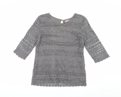 Womens UK Size 10 Joules Grey Basic Blouse