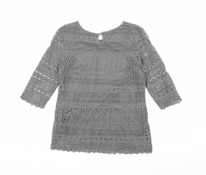 Womens UK Size 10 Joules Grey Basic Blouse