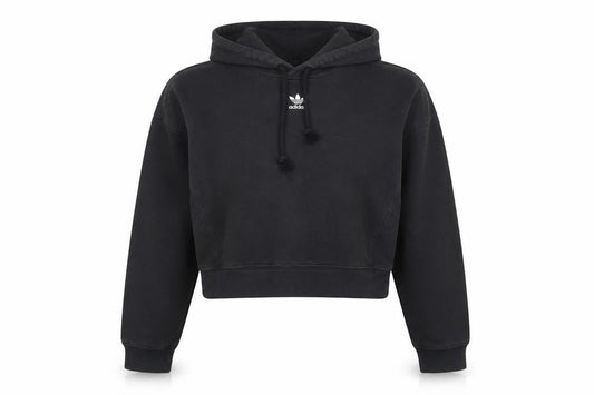 Front view of Adidas Women's Black Pullover Hoodie, size 8, Casual Wear