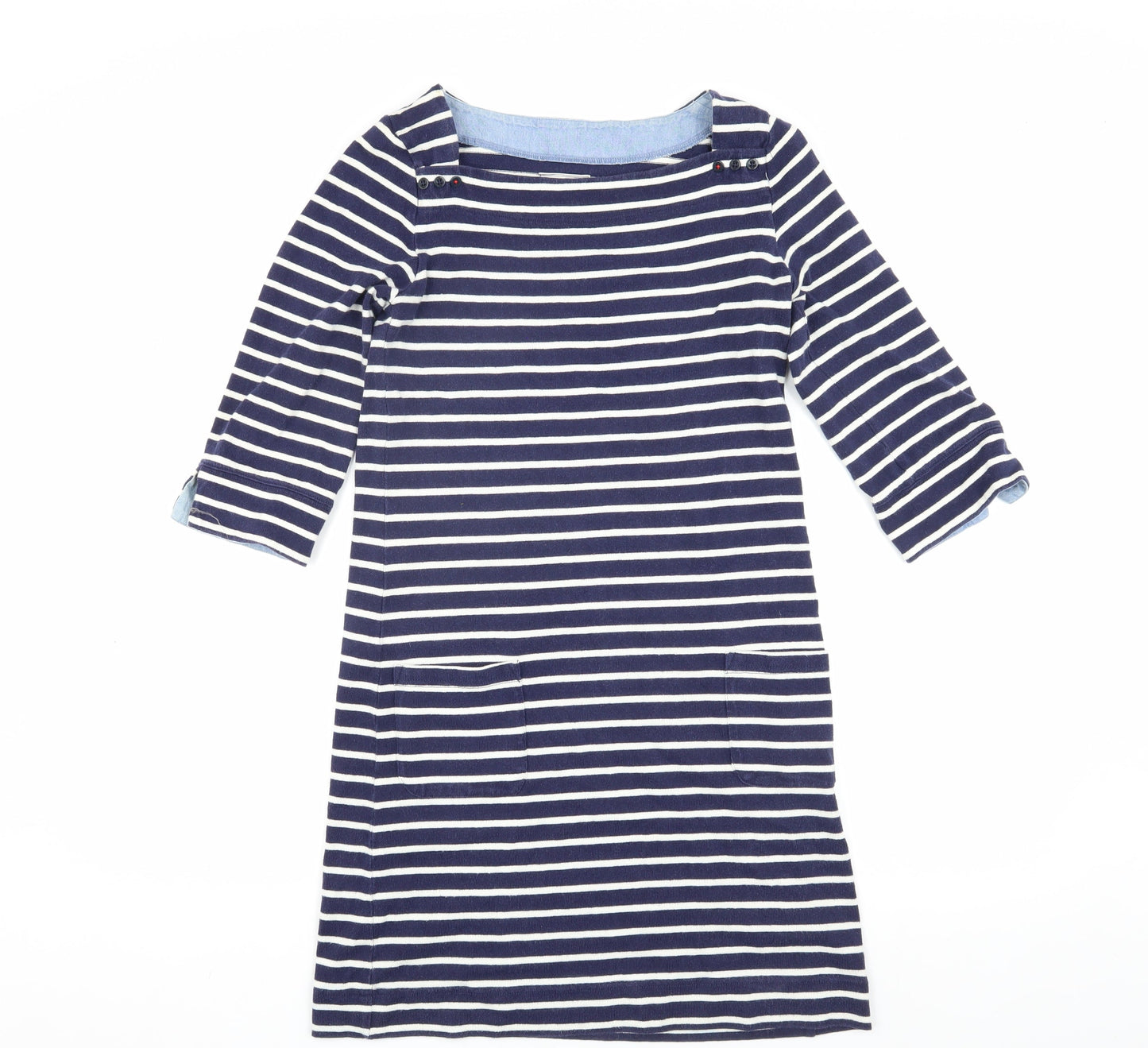 Joules Women's Blue Striped Shift Dress, Size 8, Nautical Style