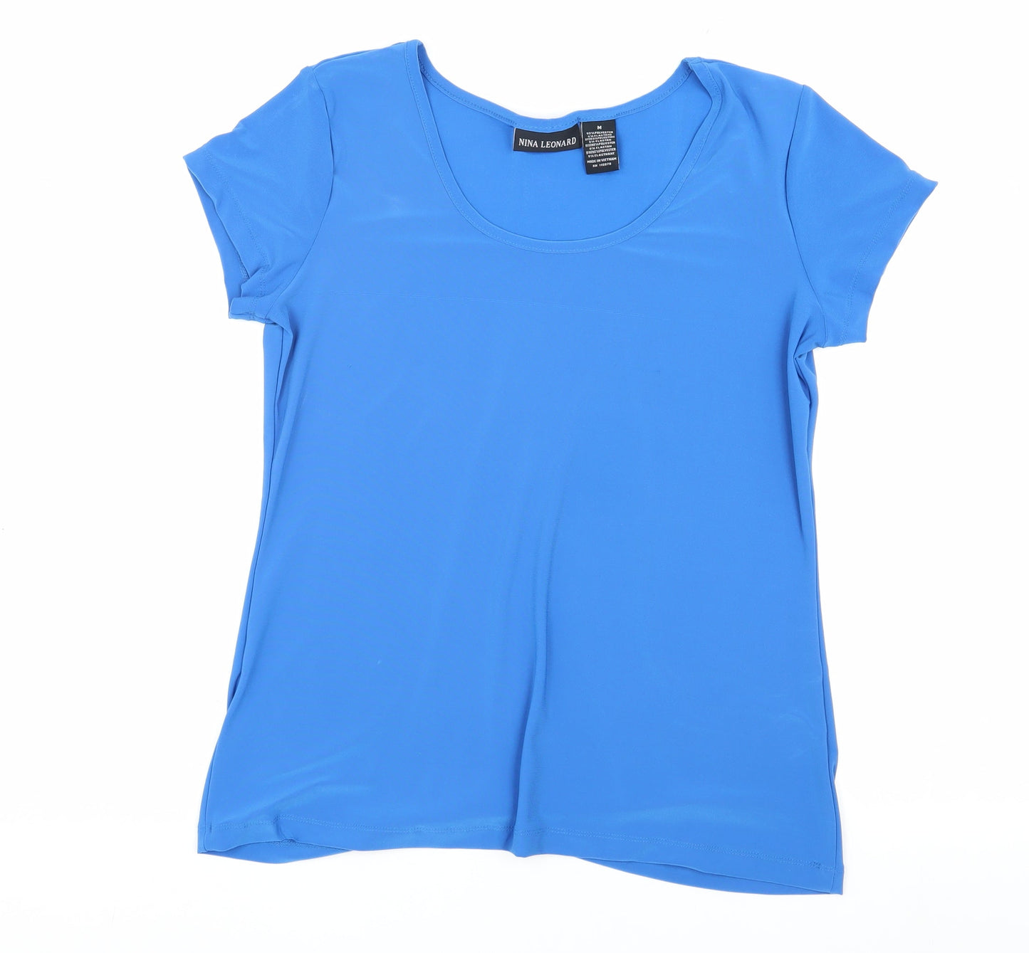 Womens UK Size M Nina Leonard Blue Basic T-Shirt