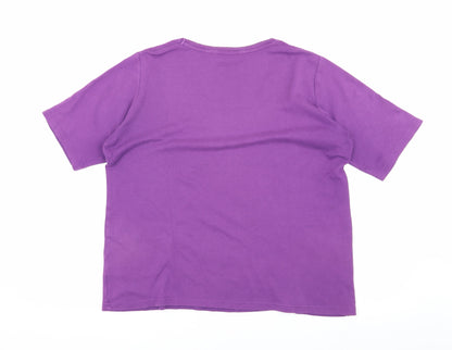 EWM Women's Purple Cotton T-Shirt, Size L, Casual Wear
