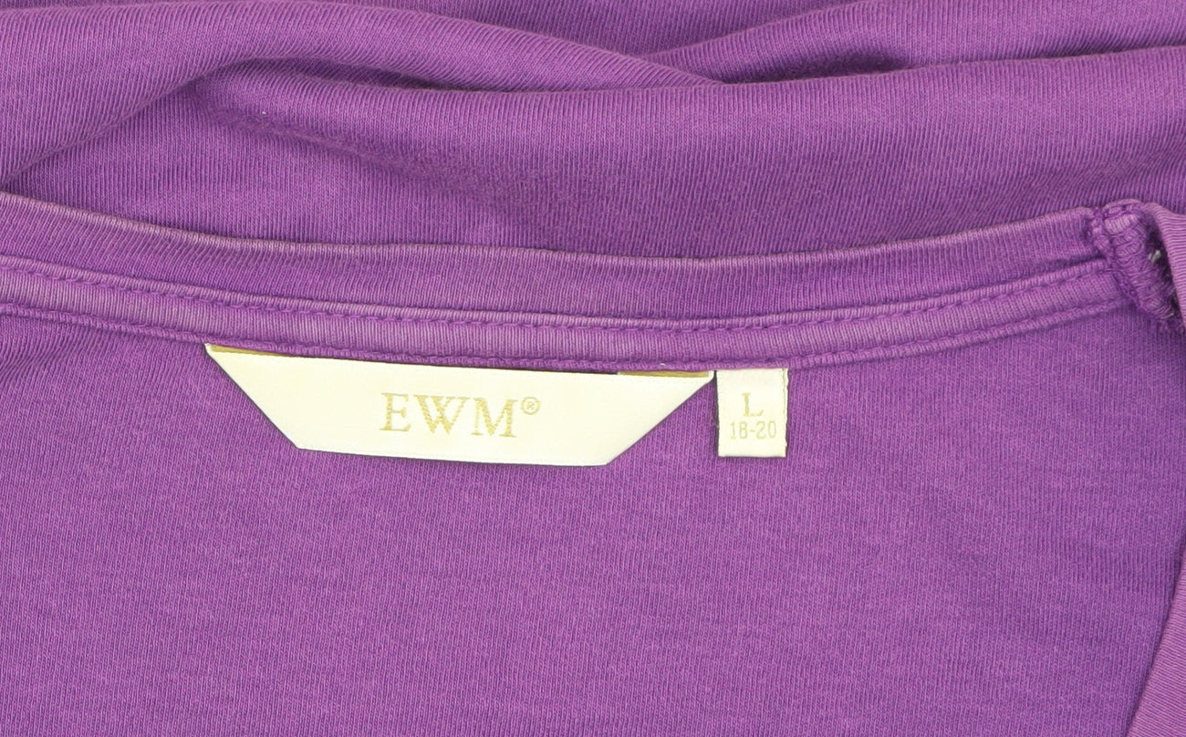 EWM Women's Purple Cotton T-Shirt, Size L, Casual Wear