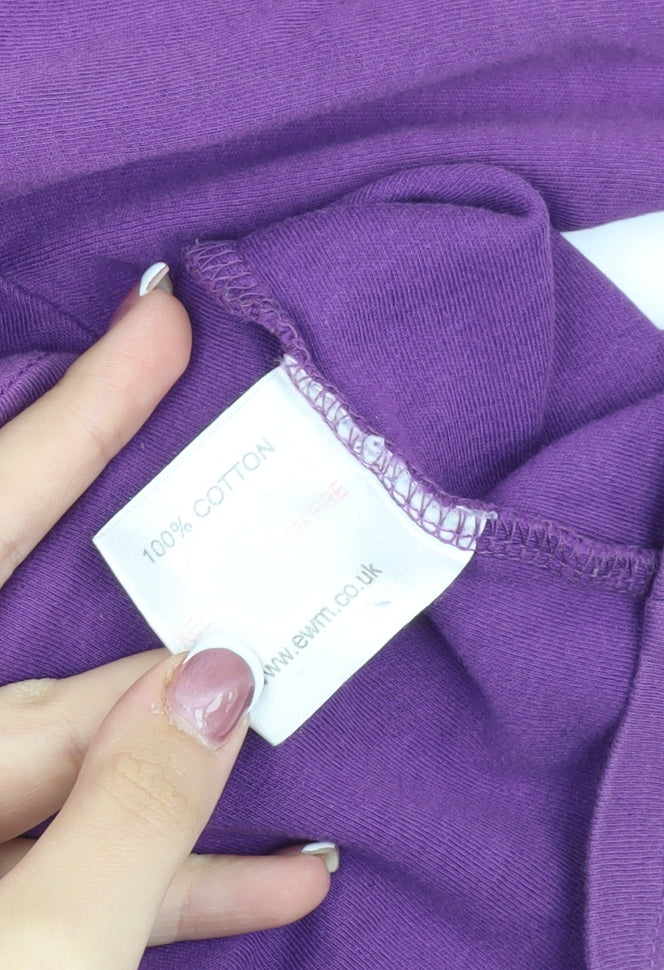 EWM Women's Purple Cotton T-Shirt, Size L, Casual Wear